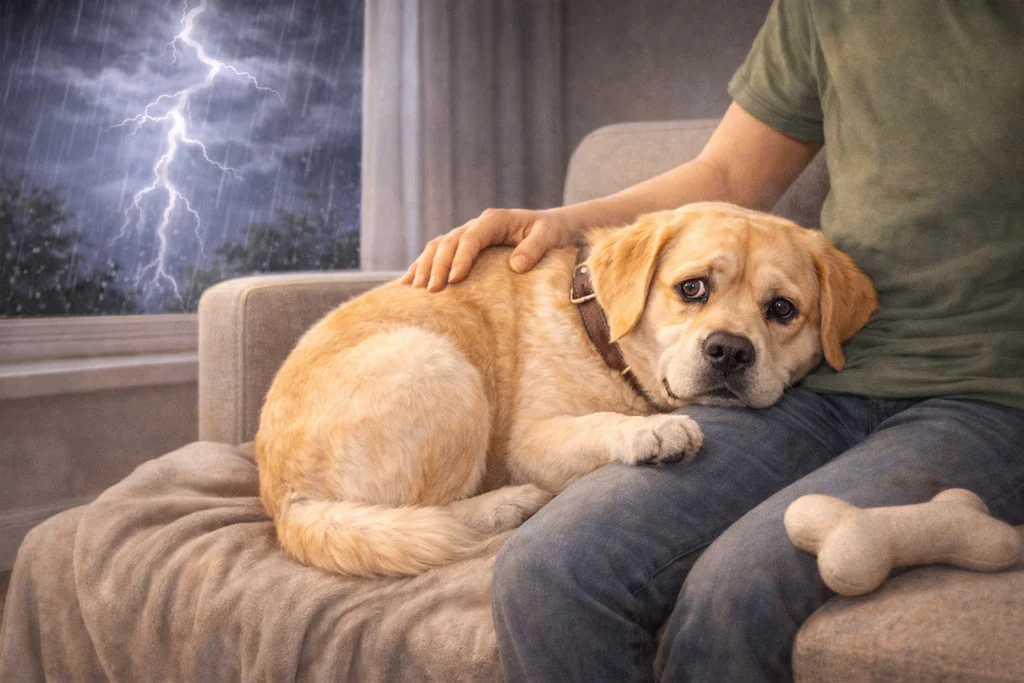 Chien qui a peur des orages : comment l’aider