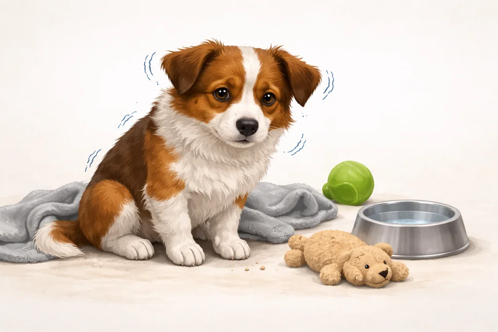 Chien qui tremble : causes fréquentes, gestes simples et quand consulter